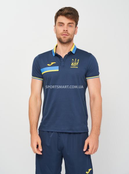 Футболка поло Joma AT102376A339 Fed. Futbol Ucrania Short Sleeve Polo Dark Navy Ye