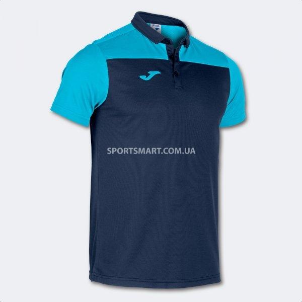 Футболка поло JOMA 101371.342 Hobby Ii Short Sleeve Polo Navy Fluor Turquoise