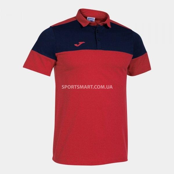 Футболка поло JOMA 103297.603 Crew V Short Sleeve Polo Red Navy
