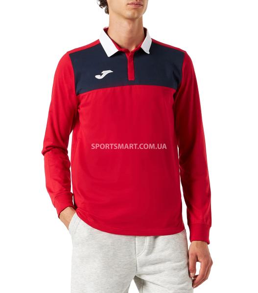 Футболка поло JOMA 101332.603 Polo Shirt Winner Ii Red-dark Navy L/s