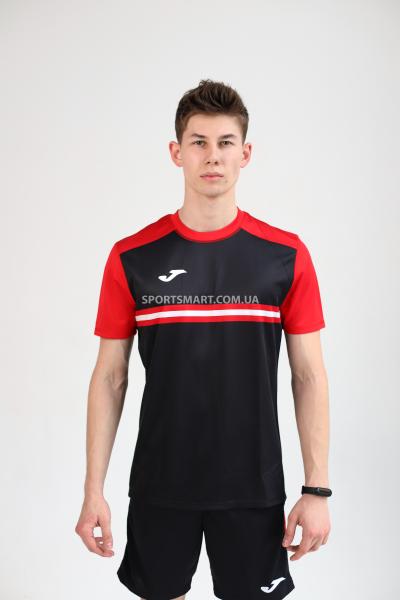 Футболка JOMA 102852.106 Hispa Iv Short Sleeve T-shirt Black Red